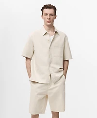 Mango Men's Short Sleeve Linen-Blend Shirt