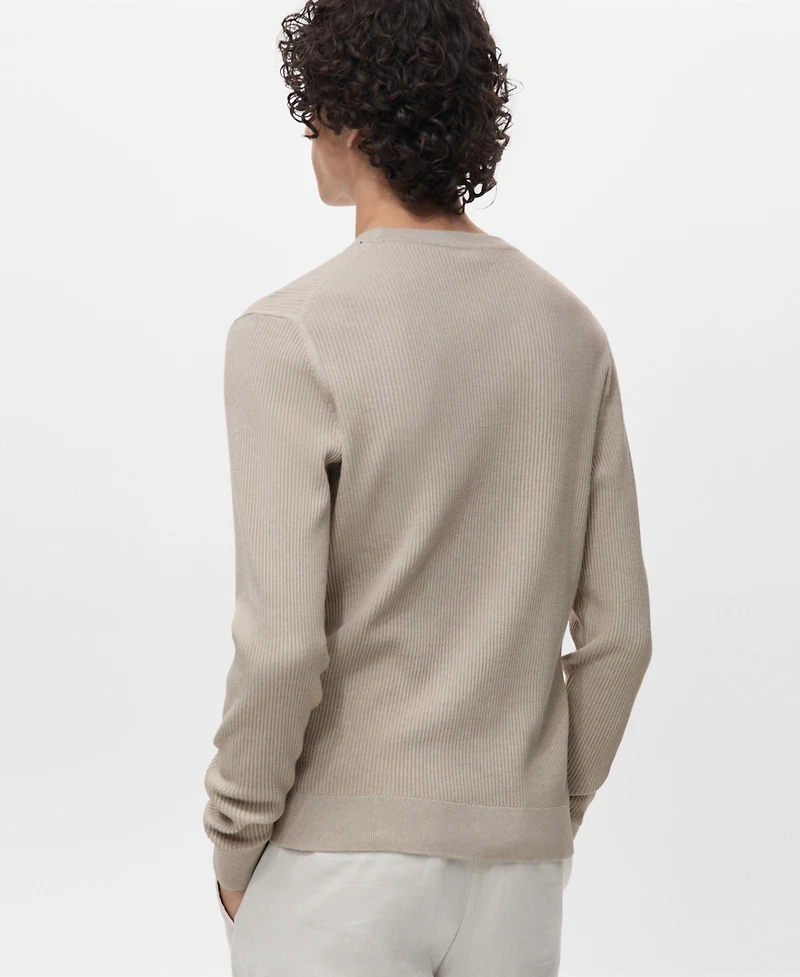 Mango Men's Fine Rib-Knit Cotton Sweater