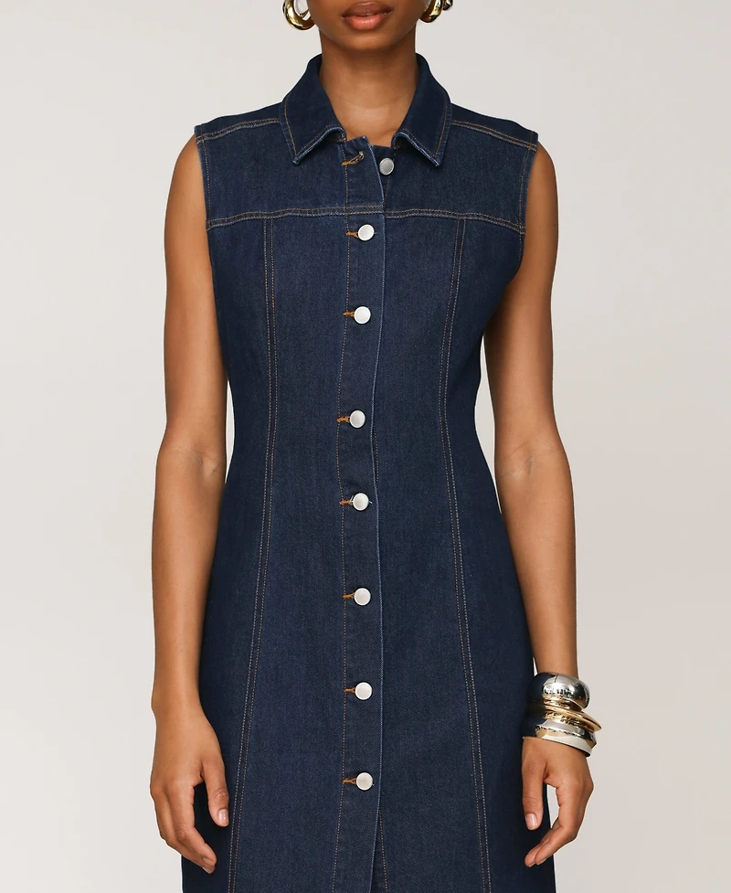 Avec Les Filles Women's Sleeveless Long Shirtdress