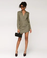 Avec Les Filles Women's Printed Split-Neck Mini Dress