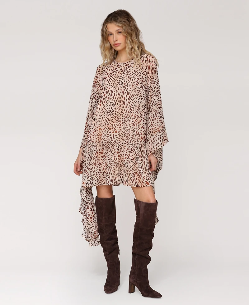 Avec Les Filles Women's Printed Chiffon Short Shift Dress