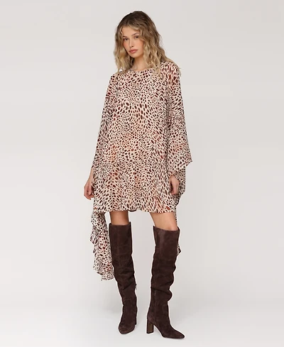 Avec Les Filles Women's Printed Chiffon Short Shift Dress