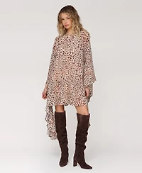 Avec Les Filles Women's Printed Chiffon Short Shift Dress
