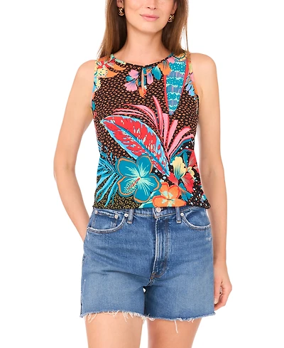 Vince Camuto Women's Printed Sleeveless Keyhole Top