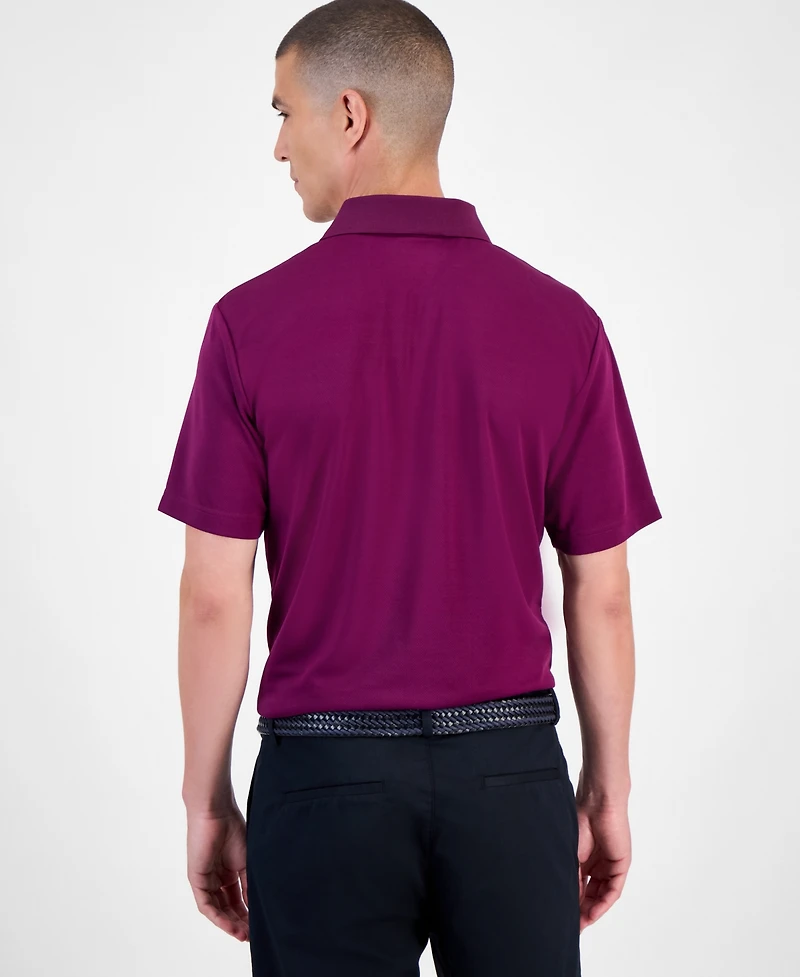 Pga Tour Men's Airflux Solid Mesh Short Sleeve Golf Polo Shirt