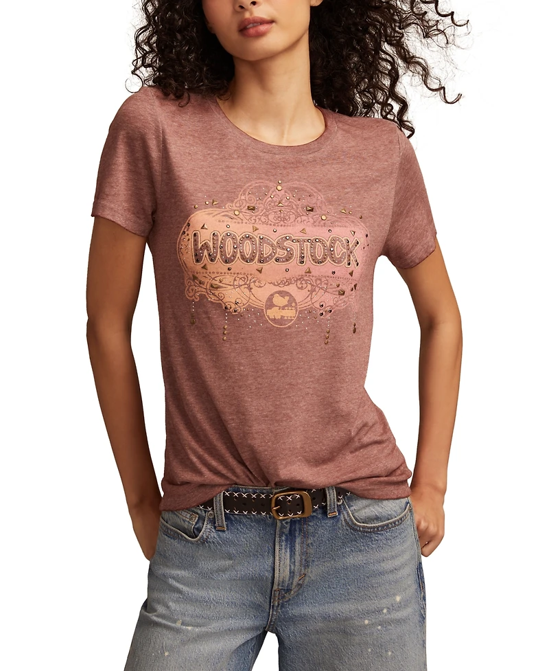 Lucky Brand Women's Ornate Woodstock Classic Crewneck T-Shirt