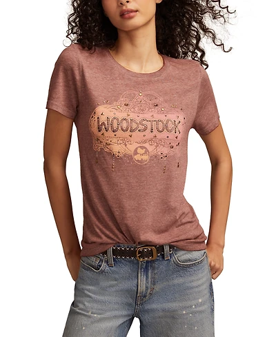Lucky Brand Women's Ornate Woodstock Classic Crewneck T-Shirt