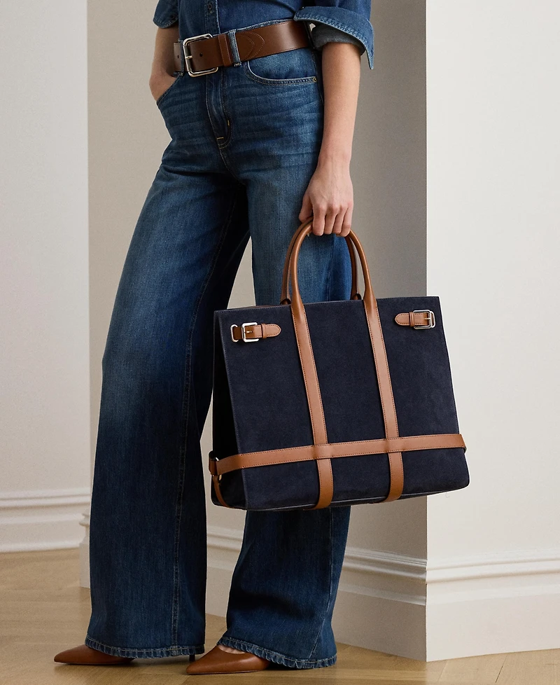 Lauren Ralph Lauren Suede & Leather Extra Large Devyn Tote Bag