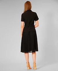 julia jordan Women's Mixed-Media Pleated Midi Dress