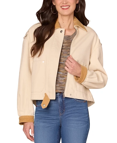 Democracy Petite Corduroy-Trim Jacket