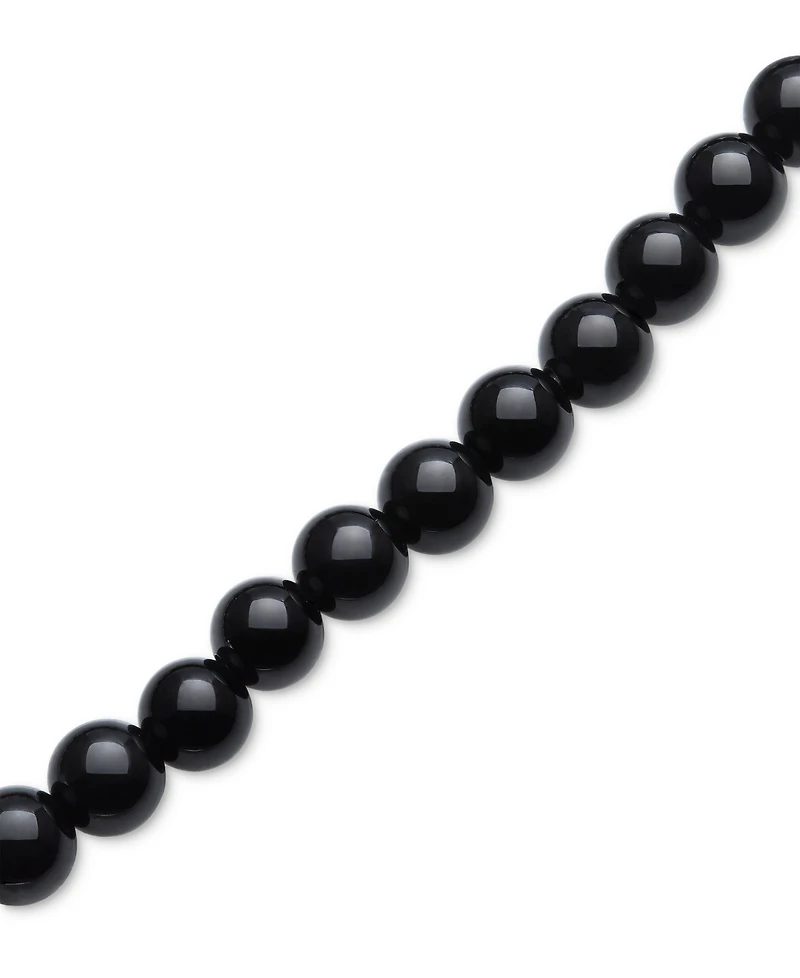 Onyx & Cultured Freshwater Pearl (7-8mm) Stretch Bracelet Sterling Silver (Also Rose Quartz)