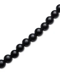 Onyx & Cultured Freshwater Pearl (7-8mm) Stretch Bracelet Sterling Silver (Also Rose Quartz)