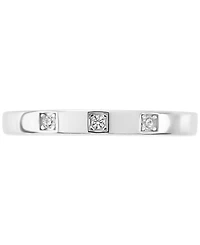 Pave Cubic Zirconia Triple Stone Ring in Sterling Silver