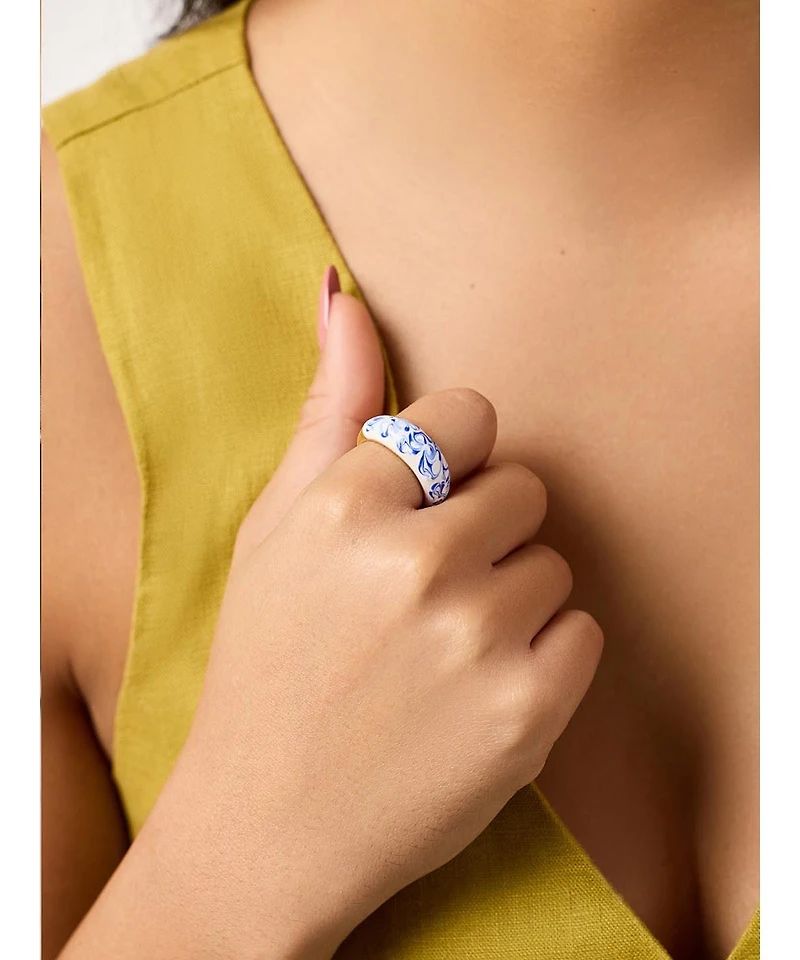 Ana Luisa Enamel Ring - Wrenley Marble Blue