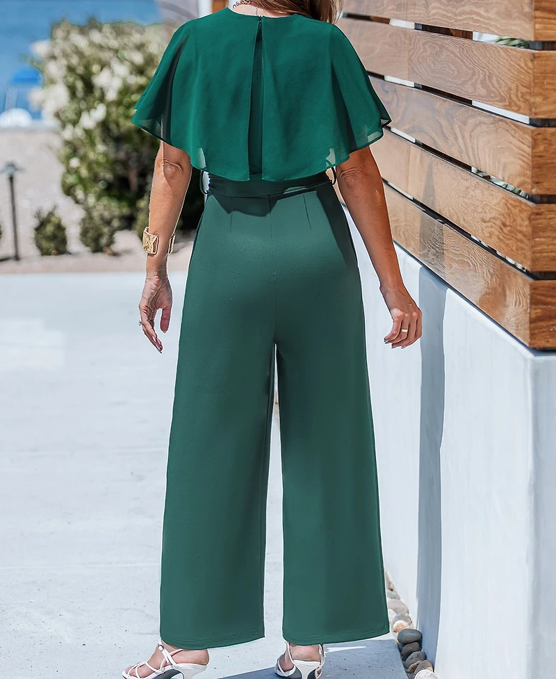 Cupshe Women's Sheer Overlay Wide Leg Jumpsuit