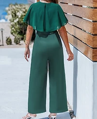 Cupshe Women's Sheer Overlay Wide Leg Jumpsuit
