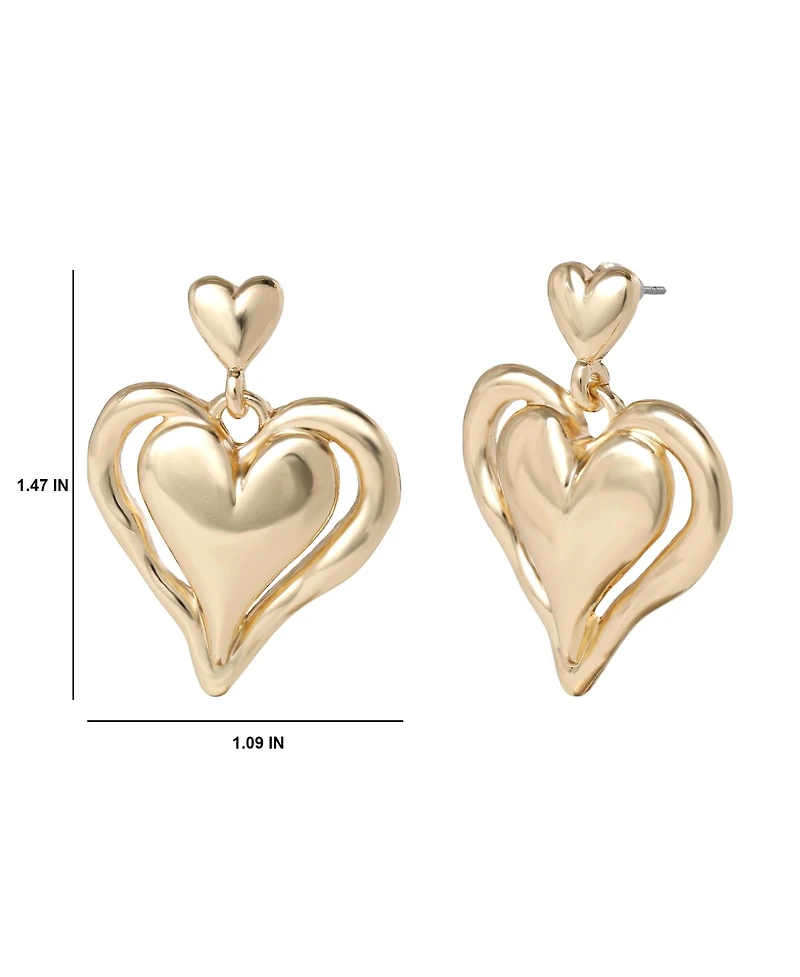 BCBGeneration Double Heart Drop Earrings