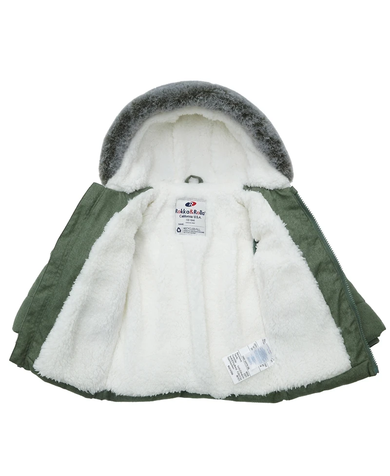 Rokka&Rolla Baby Boys Sherpa Lined Puffer Jacket Winter Coat