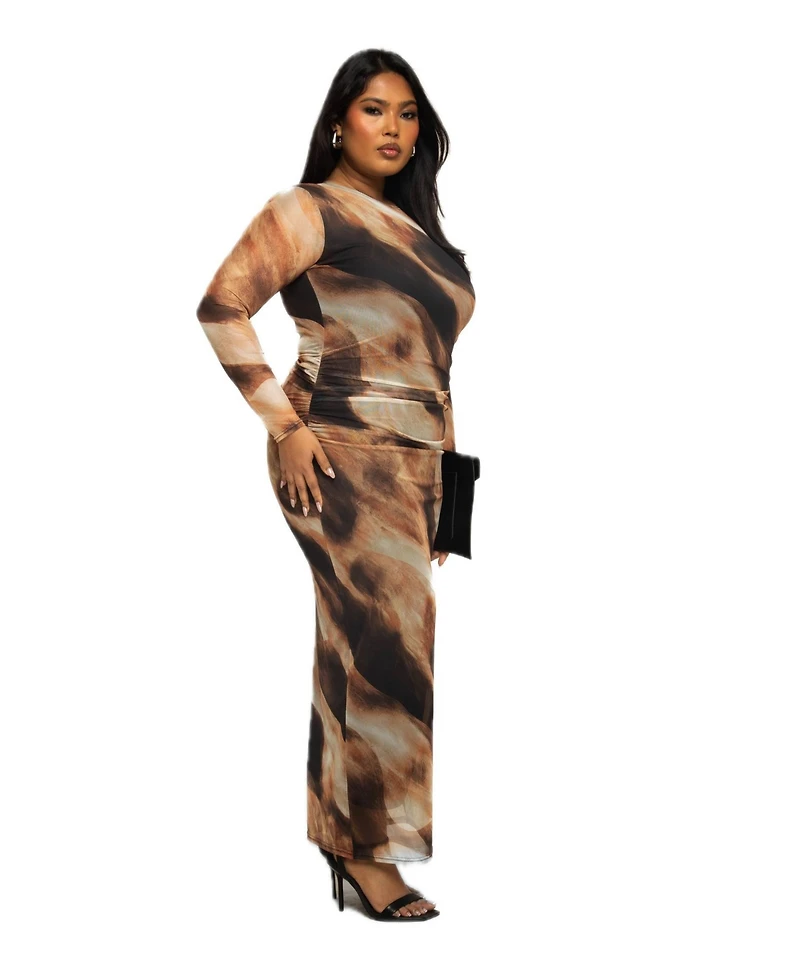 Fashion-szn Curve Women's Abstract Print Midaxi Dress