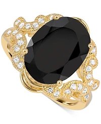 Blue Topaz (7 ct. t.w) Oval Ring 14K Gold Plated Sterling Silver