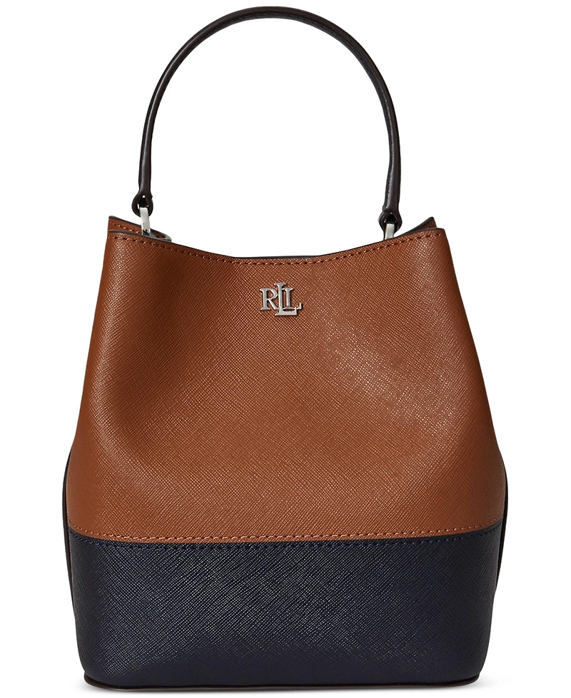 Lauren Ralph Lauren Two-Tone Leather Small Reese Bucket Bag