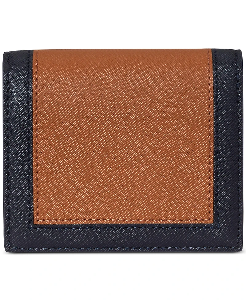 Lauren Ralph Lauren Crosshatch Leather Two-Tone Compact Wallet