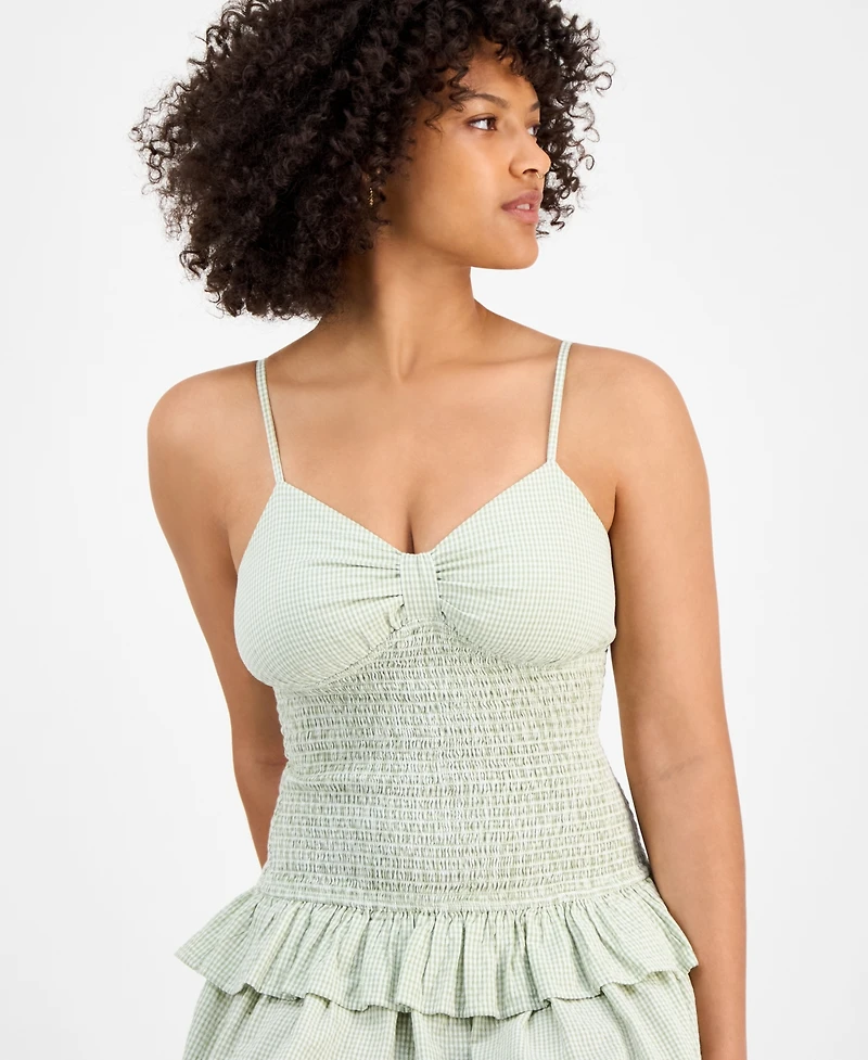 And Now This Women's Gingham Cotton Ruffled Mini Dress, Exclusively at Macy's