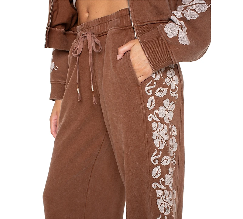 Roxy Juniors' Fringing Reefs Graphic Wide-Leg Sweatpants