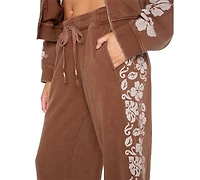 Roxy Juniors' Fringing Reefs Graphic Wide-Leg Sweatpants
