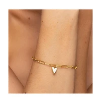 14K Gold-Plated White Heart Bracelet, 6.5" + 1.5" extender