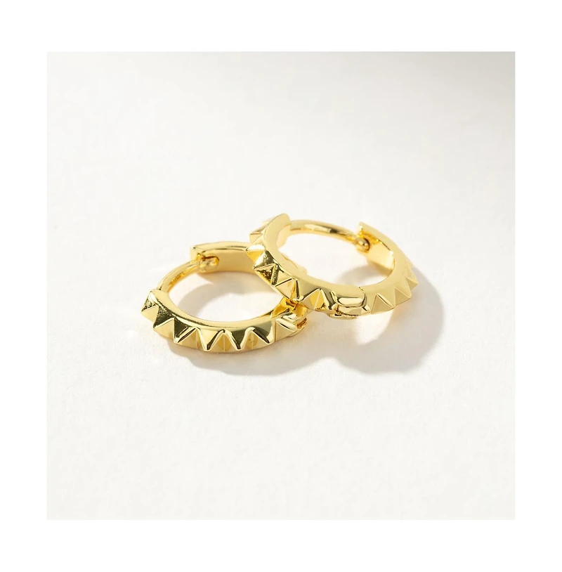 14K Gold-Plated Textured Mini Huggie Earrings