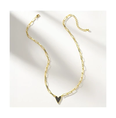 14K Gold-Plated Enamel Heart Necklace