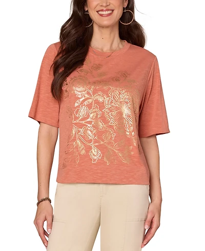 Democracy Petite Metallic Graphic Top
