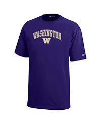 Champion Big Boys and Girls Purple Washington Huskies Arch Over Logo T-Shirt