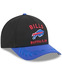 New Era Big Boys and Girls Black/Royal Buffalo Bills 2025 Nfl Draft 9FORTY A-Frame M-Crown Adjustable Hat