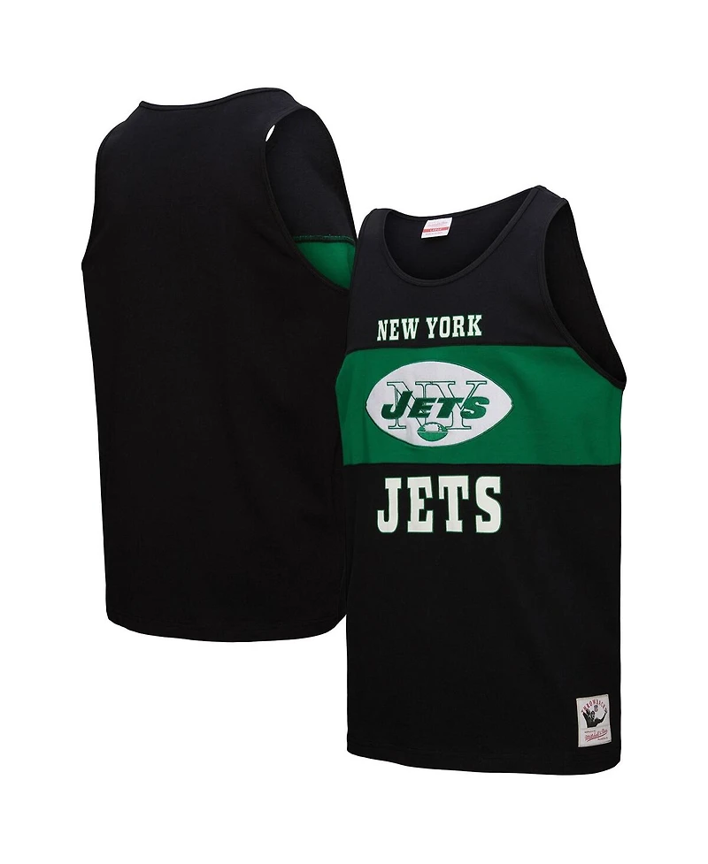 Mitchell & Ness Men's Black New York Jets Retro Color Block Tank Top