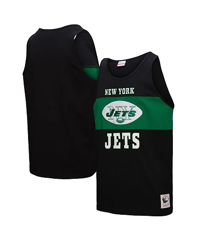 Mitchell & Ness Men's Black New York Jets Retro Color Block Tank Top