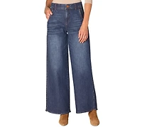Democracy Petite "Ab"solution Skyrise Tulip-Hem Wide-Leg Jeans