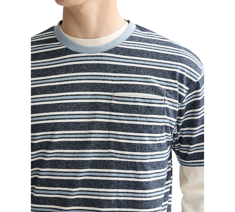 Scotch & Soda Men's Relaxed Fit Short Sleeve Striped Yarn-Dyed Crewneck T-Shirt