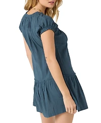 O'Neill Juniors' Maggie Tie-Neck Short-Sleeves Mini Dress