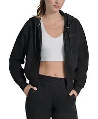 Dkny Women's Silicone Logo Full-Zip Hoodie