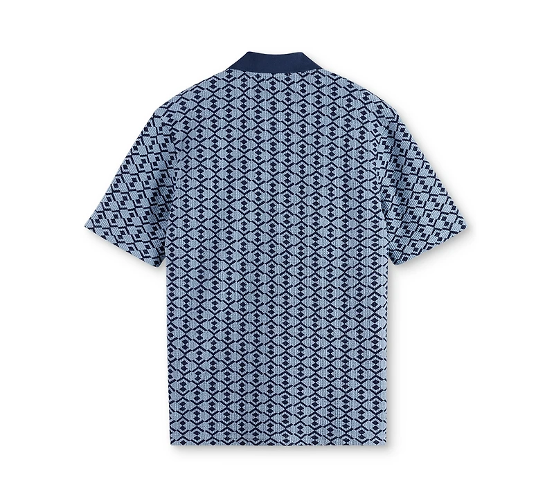 Scotch & Soda Men's Relaxed Fit Short Sleeve Geo Print Polo Shirt