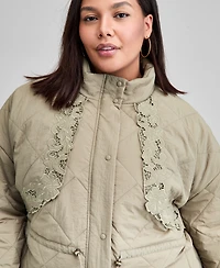 And Now This Trendy Plus Quilted Embroidered-Trim Jacket, Macy's Exclusive