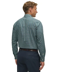 Brooks Brothers Men's Regular-Fit Polo Button- Down Collar Tartan Plaid Dress Shirt