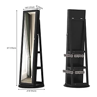 Vlsrka Rotatable full-length jewelry mirror cabinet with compartments and built-in Led lights.