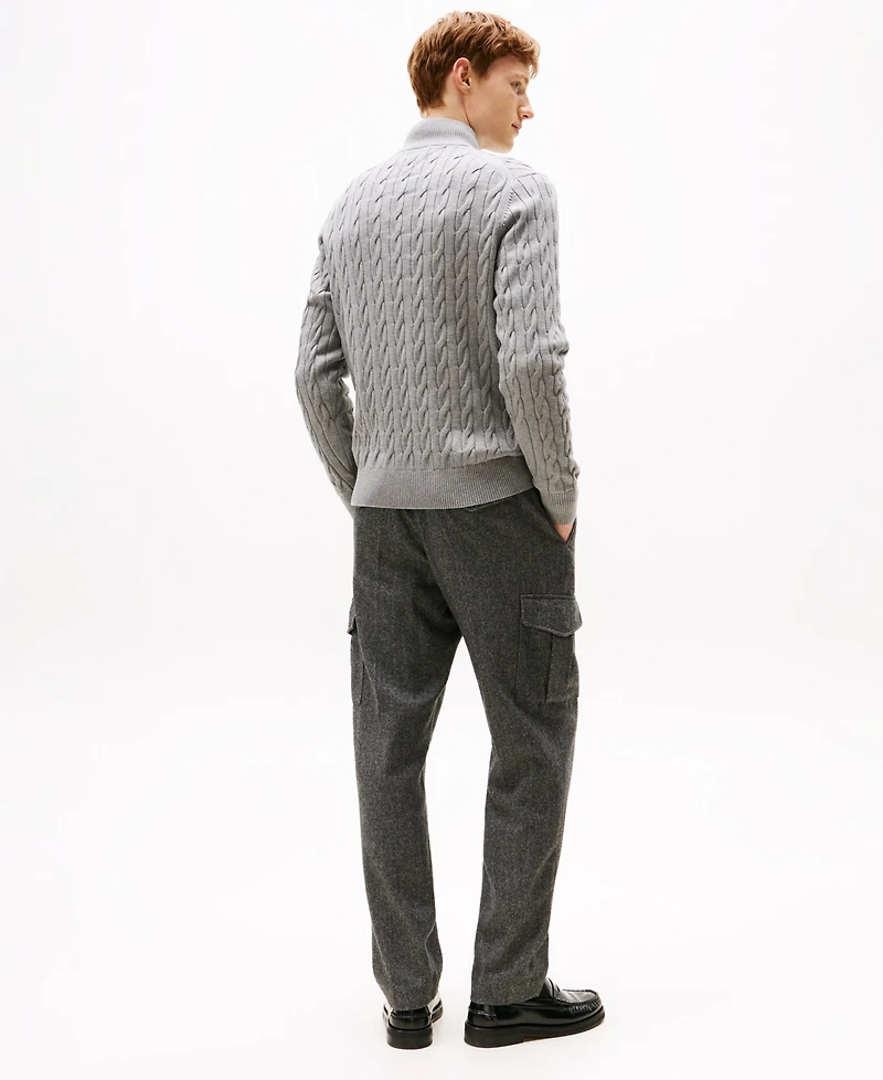 Tommy Hilfiger Men's Long-Sleeve Cable Knit Quarter-Zip Sweater