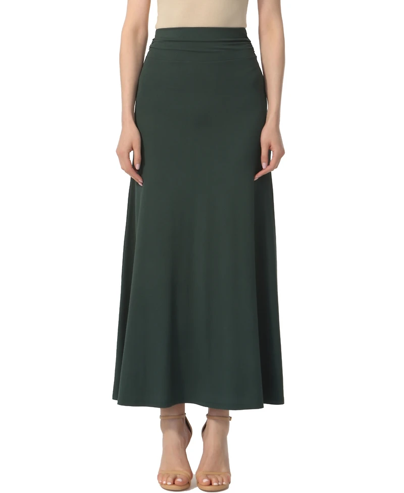 kimi + kai Women's Waist Ruched Pull On Maxi Skirt