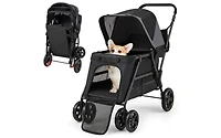 Akiudex dog stroller for medium small senior elderly dogs with dual entry