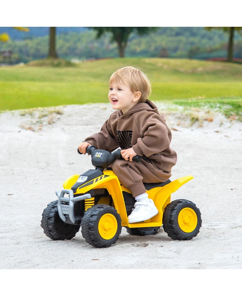 Gymax Cat Licensed Kids Ride on Atv with Horn Sound Led Headlight Foot Pedal
