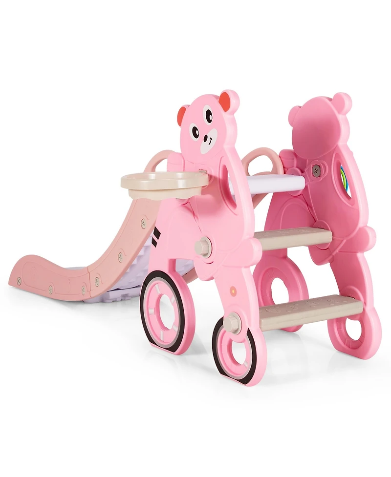 4 in 1 Foldable Baby Slide Toddler Climber Slide PlaySet w/ Ball